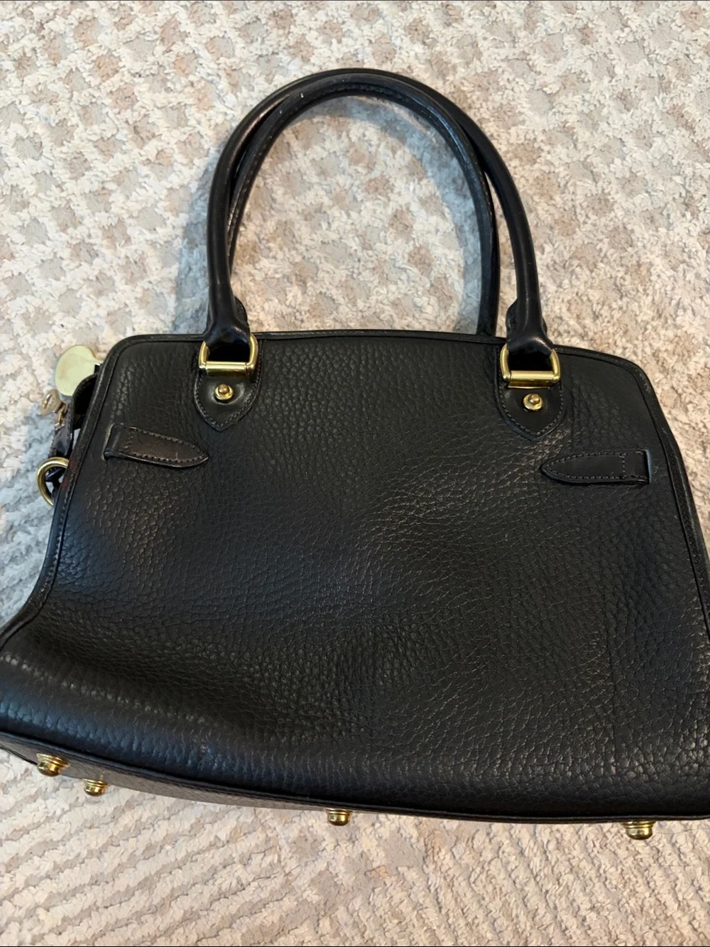 Dooney & Bourke Black Leather Satchel with Gold Hardware